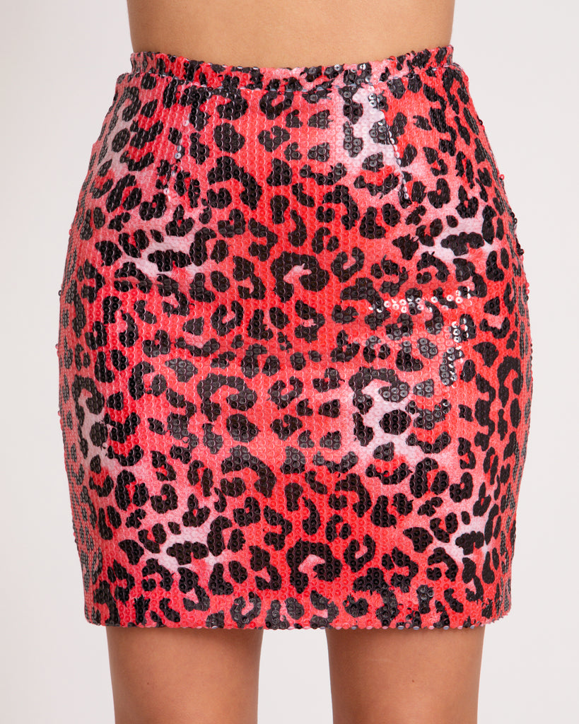 Red Leopard Shine Skirt