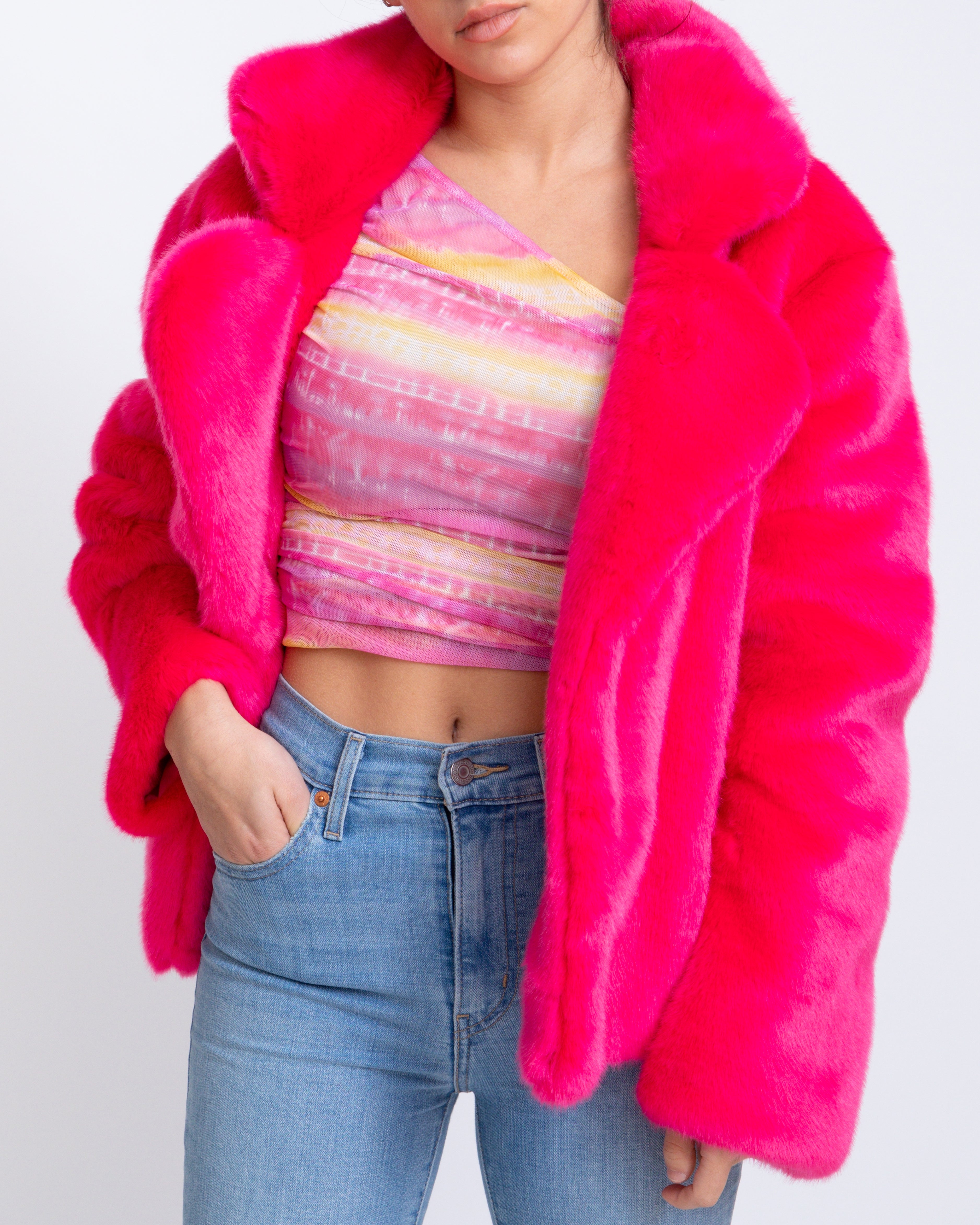 Pink Faux Fur Jacket - The Vic Version